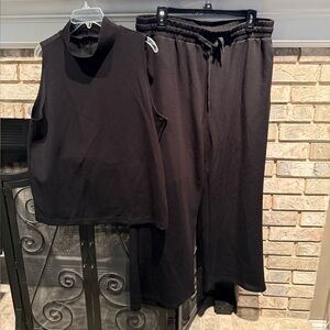 S/L mock neck 2 pc knit pant set, black, size XLarge, EUC